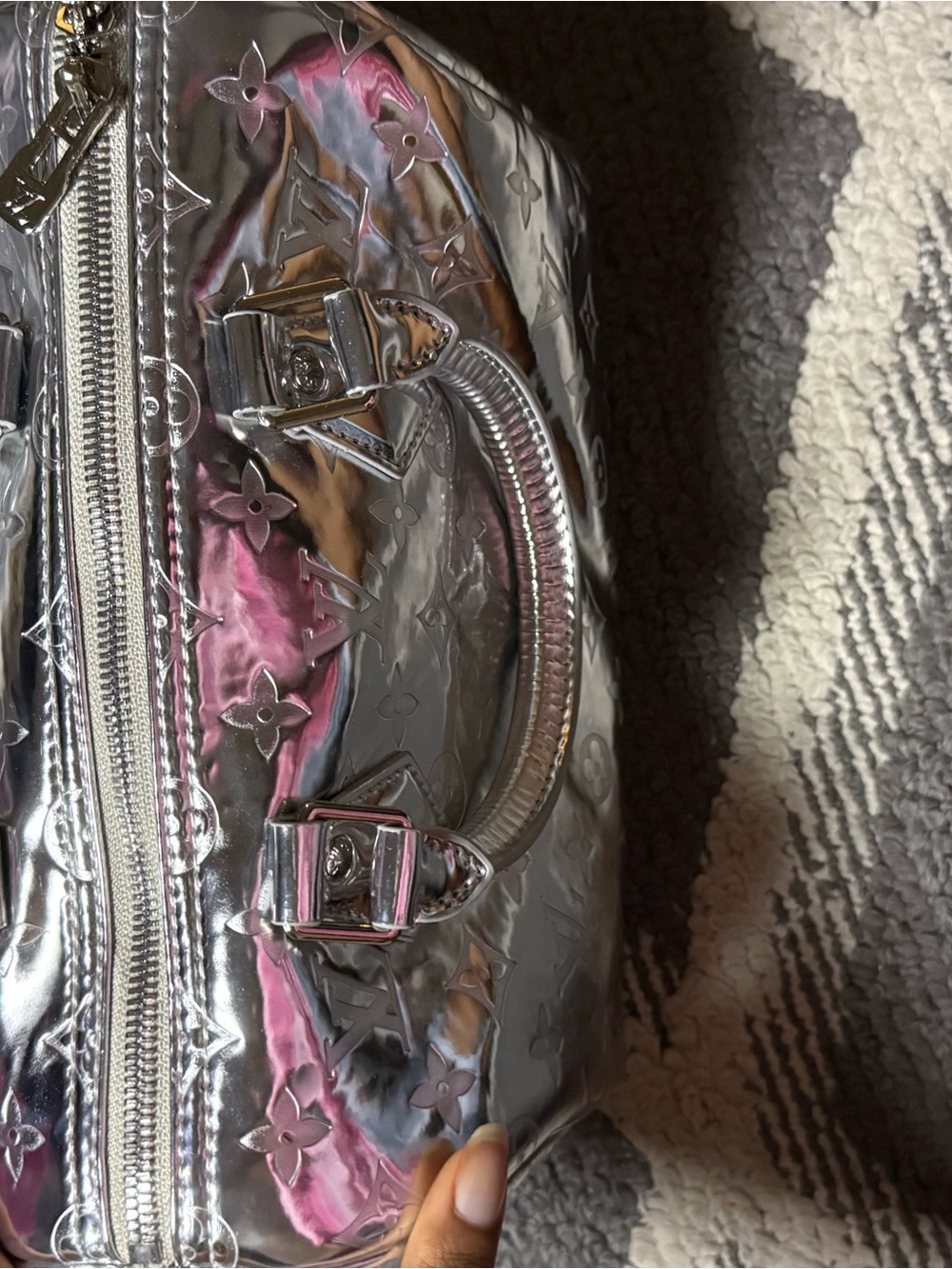 Silver Metallic Monogram Satchel - Luxury Designer Style